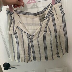 Sea New York White and Blue Striped Women Shorts
